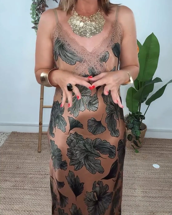 Kleid V-Ausschnitt Blumenspitze