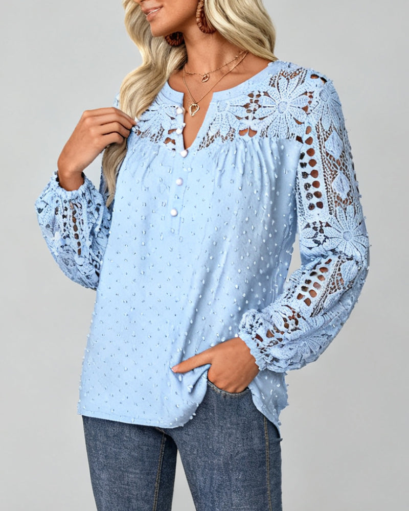 Bluse 3D-Blumen-Openwork zusammengesetzt
