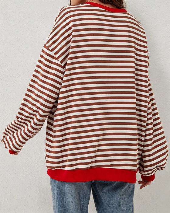 T-Shirt Gestreift Rundhals Farbblock
