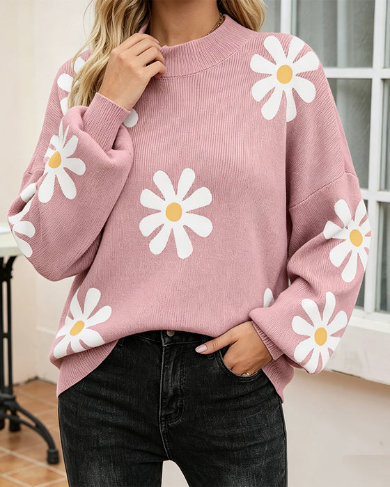 Gedruckter Langarm‑Pullover