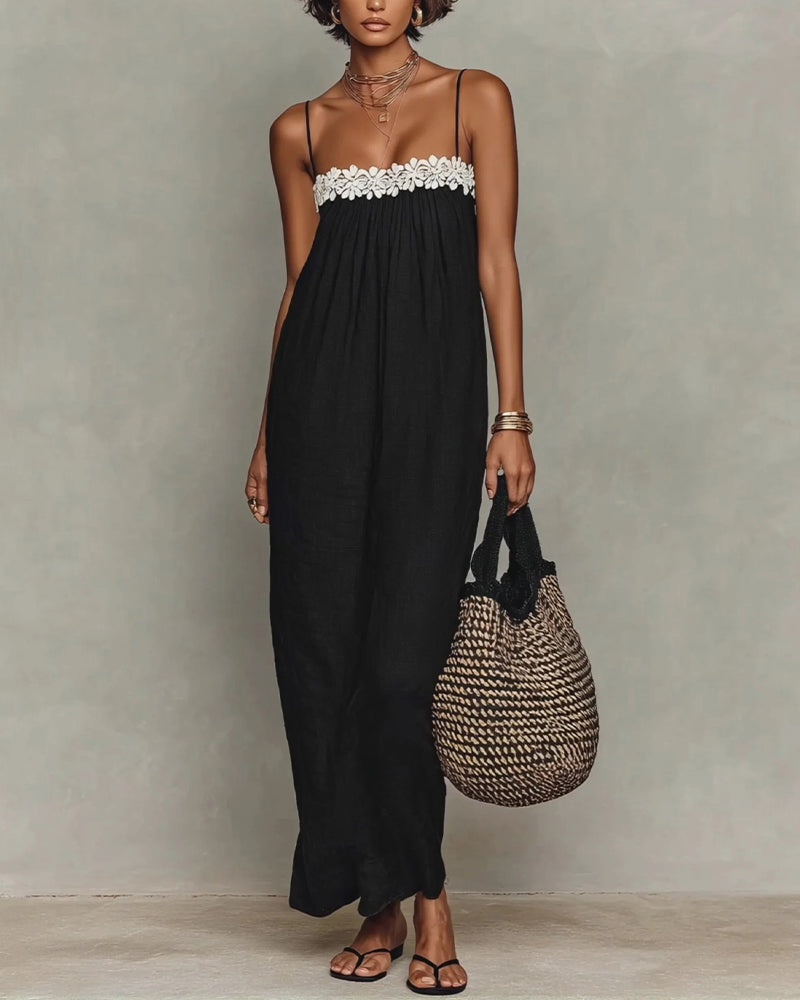 Kleid Kontrastfarbe Gerade Maxi