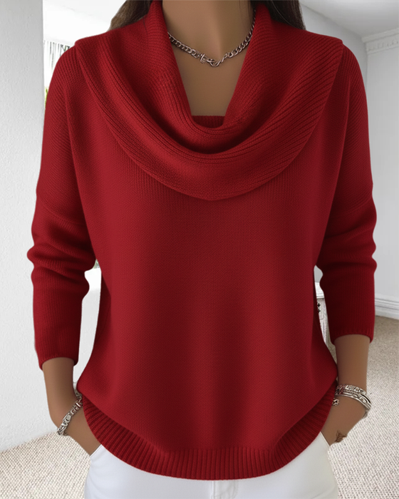 Pullover Uni-Farbe Flauschkragen Pullover
