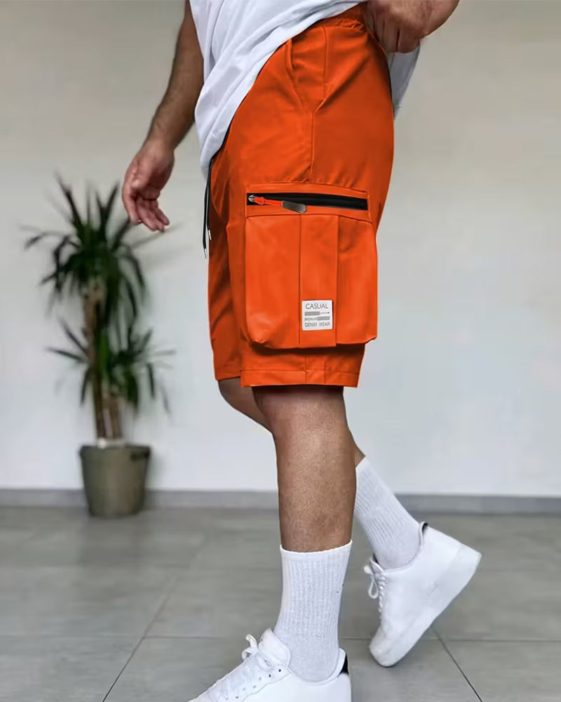 Herren Hose Einfarbig Loose Fit Kurz Cargo