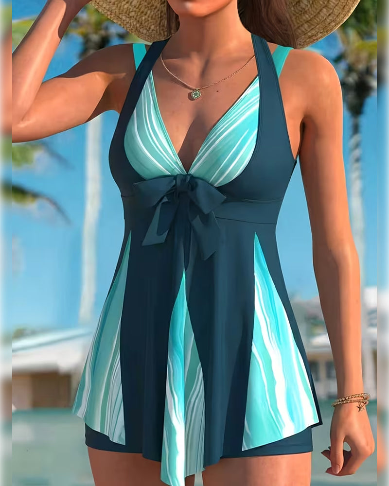 Tankini Halter Tief V Schleife Rock