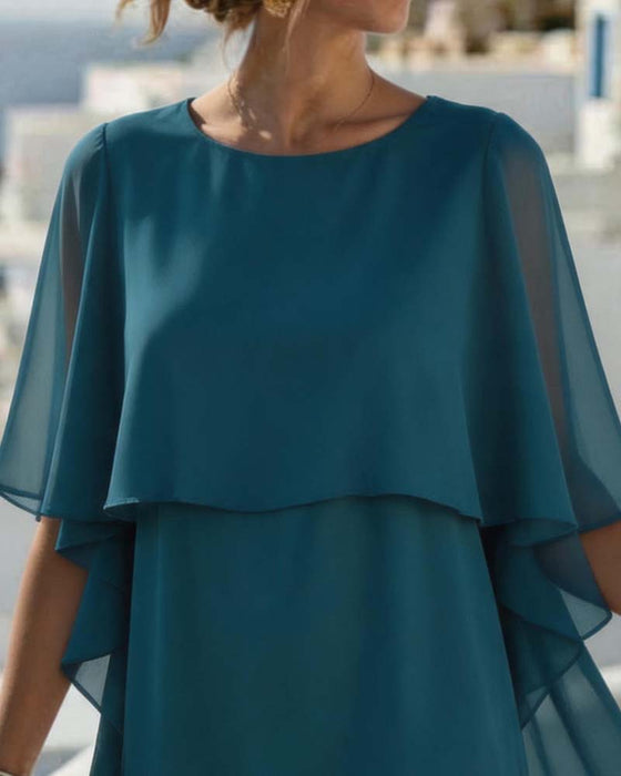 Kleid Einfarbig Lässig Gerade