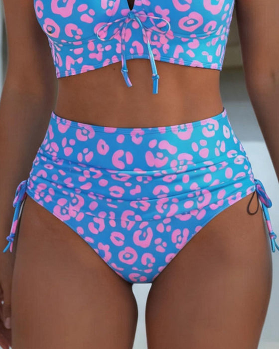 Bikini Mit Schnürung, Leopardenmuster