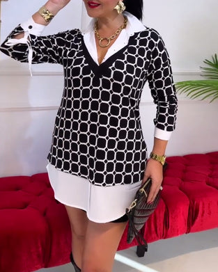 Oberteil Revers Karo Druck