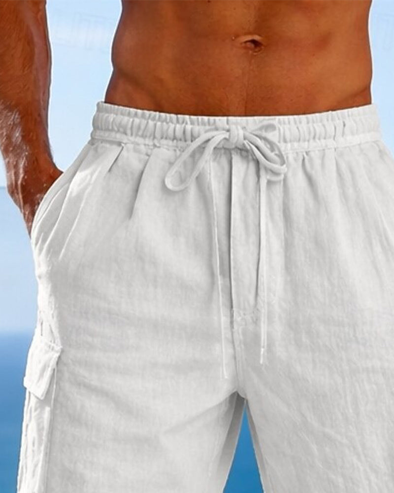 Herren Hose Kordelzug Einfarbig Weit Bein