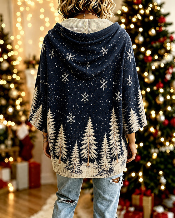 Pullover Kapuze Schneeflocke Weihnachtsbaum