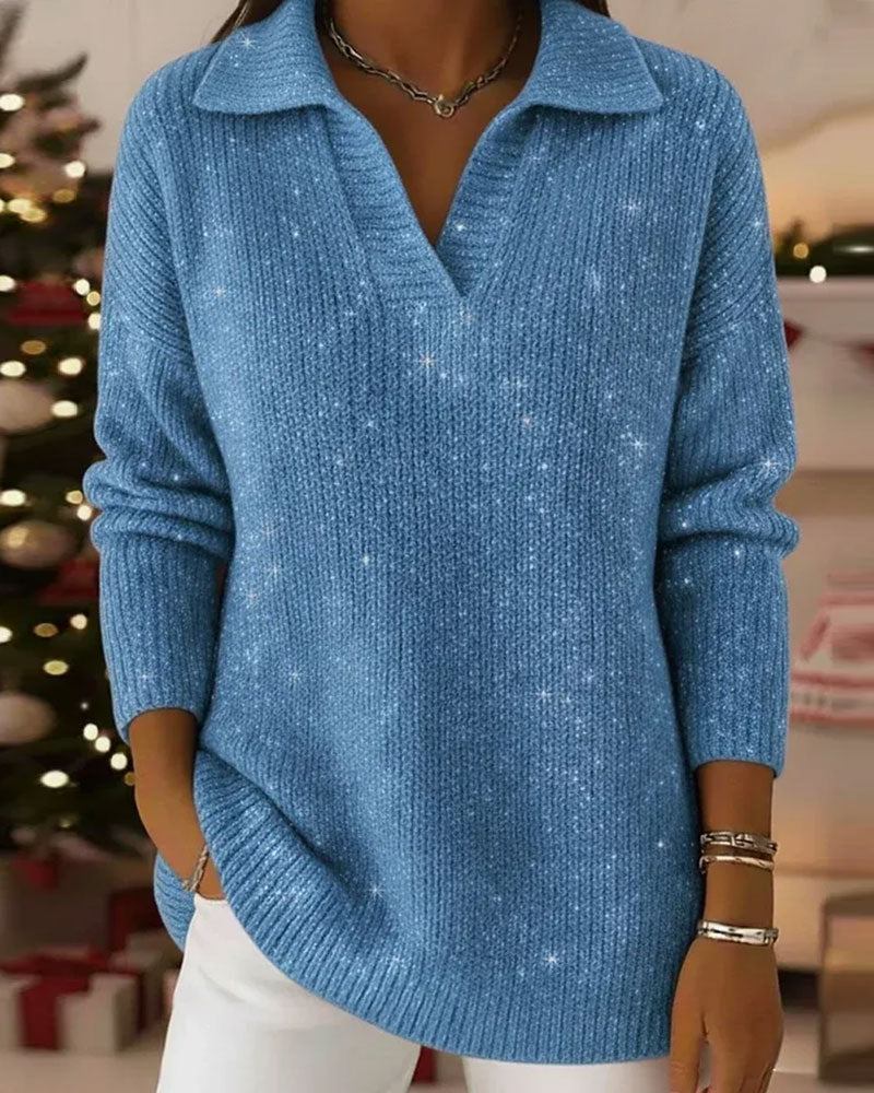 Pullover Revers Langarm Locker