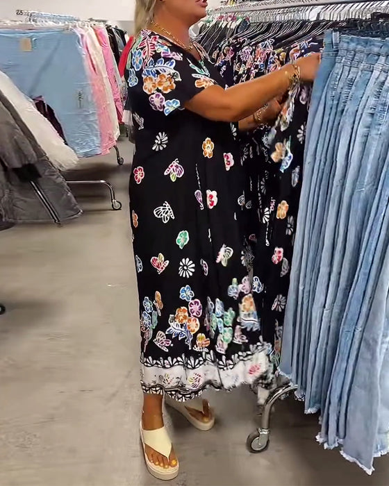 Kleid Oversize Bedruckt Locker