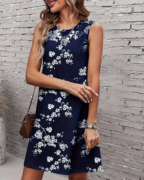 Kleid Ärmlos Schlank Druck