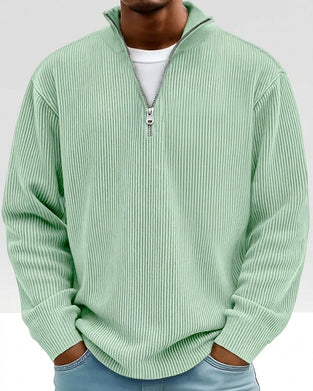 Herren Sweatshirt Reißverschluss Kragen Langer Ärmel