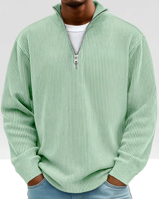Herren Sweatshirt Reißverschluss Kragen Langer Ärmel