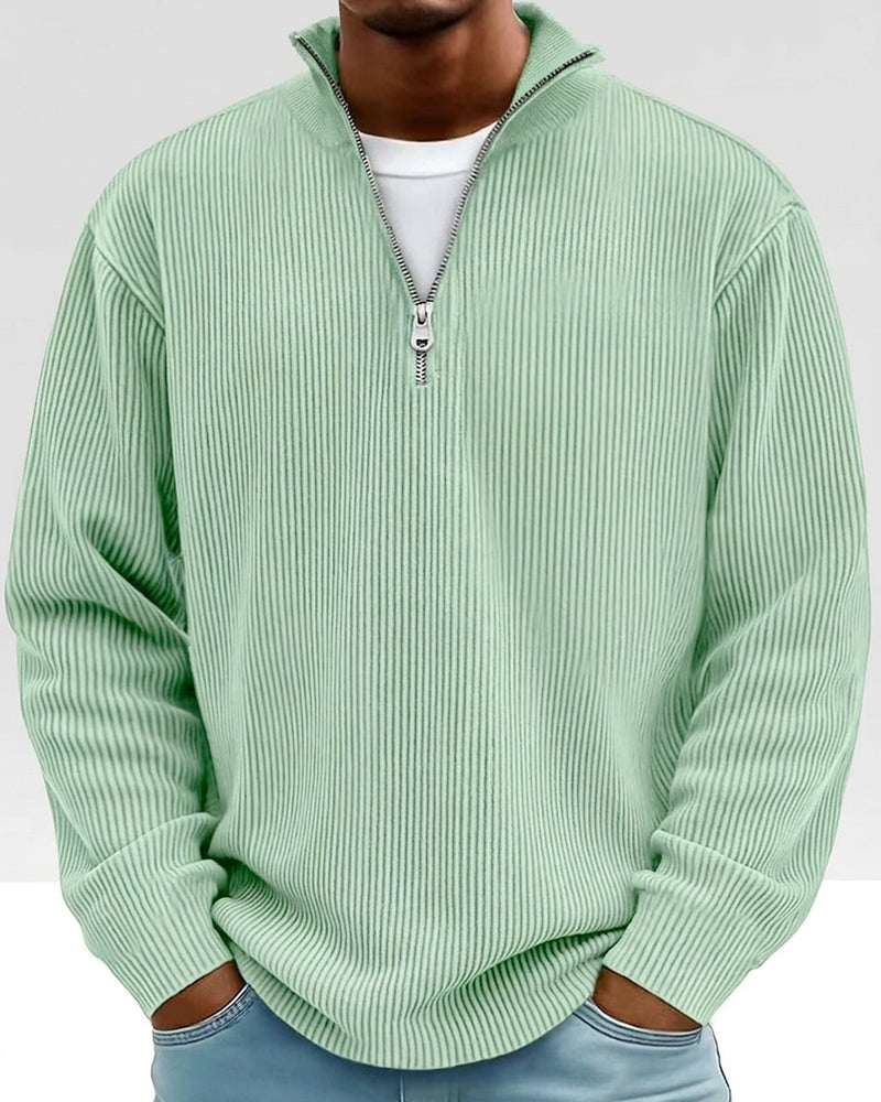 Herren Sweatshirt Reißverschluss Kragen Langer Ärmel