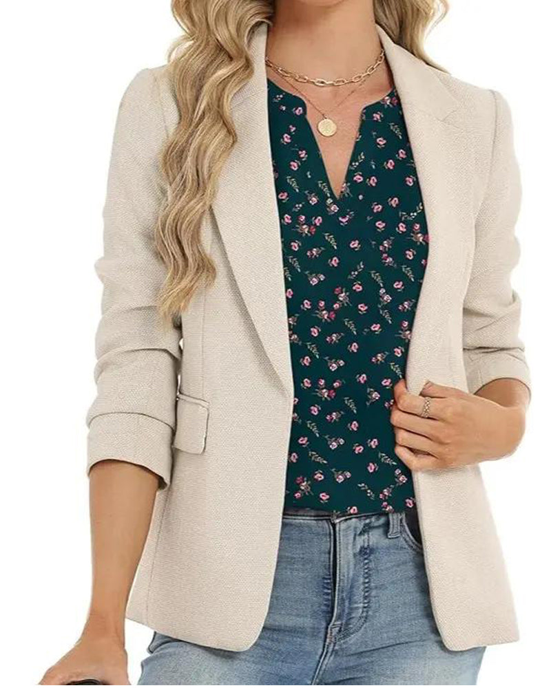 Bluse Blumenprint Kleiner V-Ausschnitt
