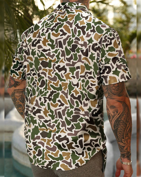 Herrenhemd Lässig Mit Camouflage-Muster
