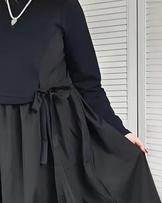 Kleid Strick Patchwork Seitenbindung