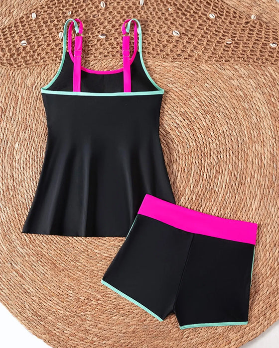 Tankini Farbkontrast U Ausschnitt Halter