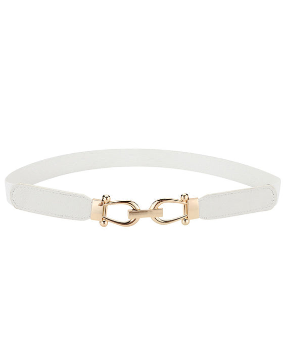 Damen Stretch Taillengürtel Retro Elastischer Schmaler Gürtel Für Damen Mit Goldschnalle