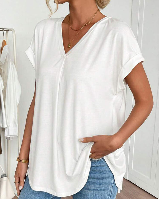 T-Shirt kurzärmelig einfarbig Patchwork