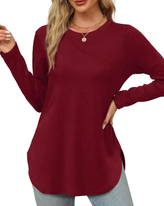Einfarbiges Langarm‑Top