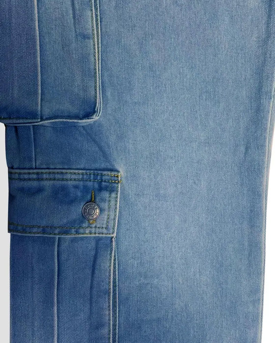 Jeans Herren Locker Solid Klappe Tasche Cargo Denim