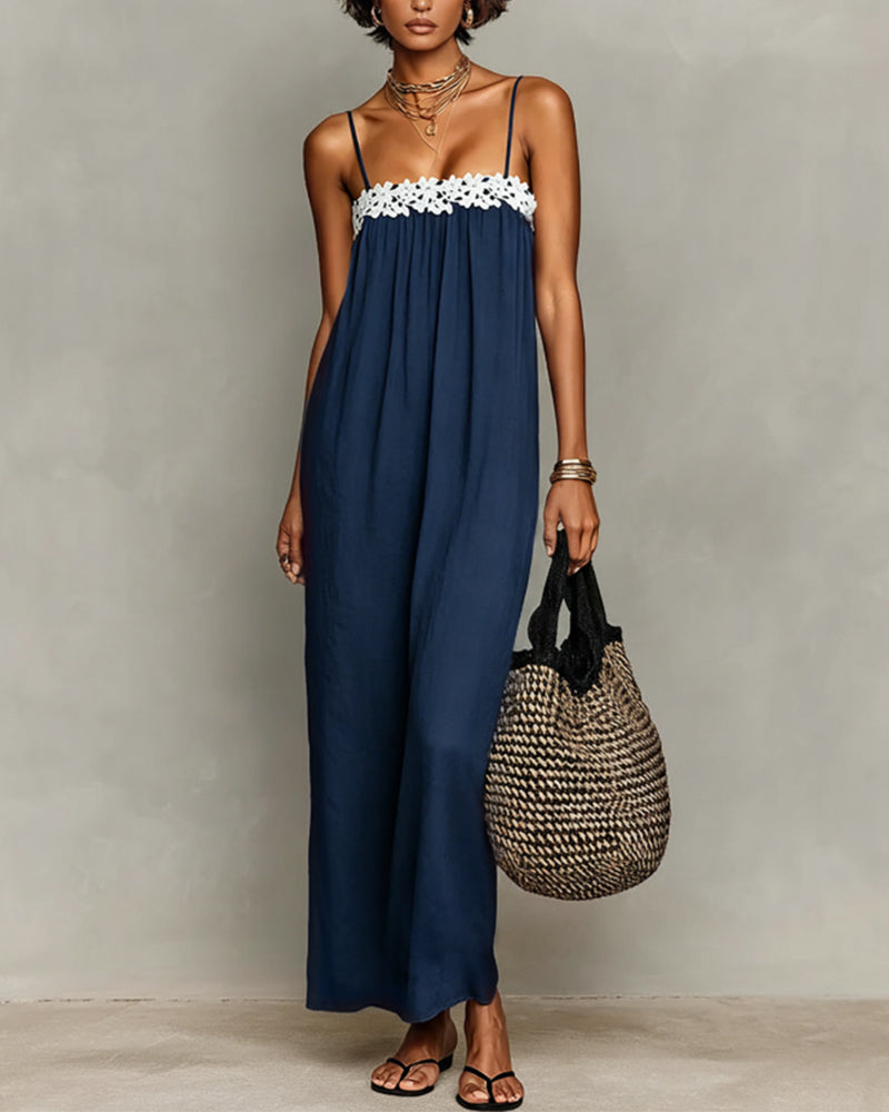 Kleid Kontrastfarbe Gerade Maxi