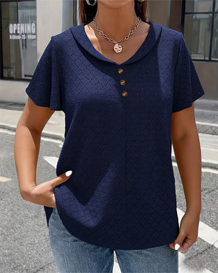 Bluse Cut-Out Peter-Pan-Kragen Kurzarm