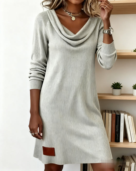 Gerade Geschnittenes Kleid Mit Langen Ärmeln Und Kuschelkragen