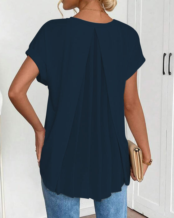 T-Shirt kurzärmelig einfarbig Patchwork