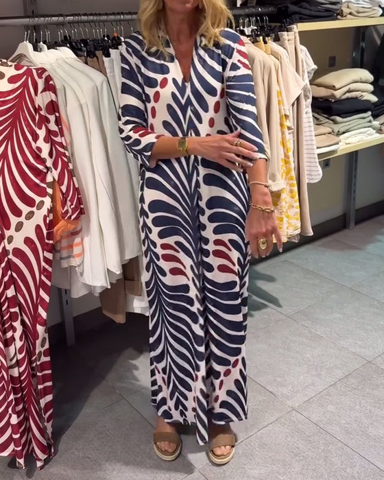Kleid Temperamentvoll Halbärmel Druck