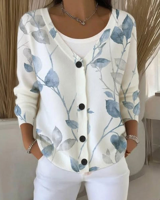 Cardigan Mit Botanisch-Inspirierter Stimmung