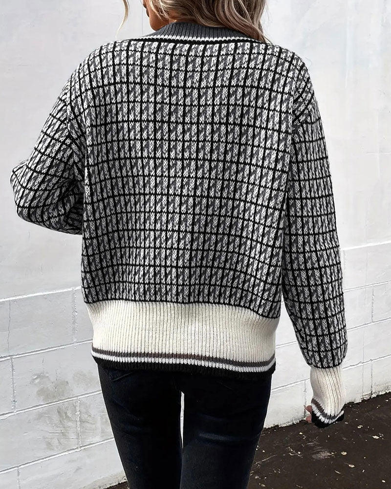 Cardigan Vintage Karo Knopfleiste