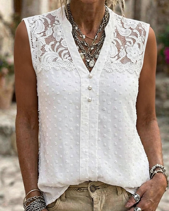 Tank Top Spitze Jacquard Ärmellos
