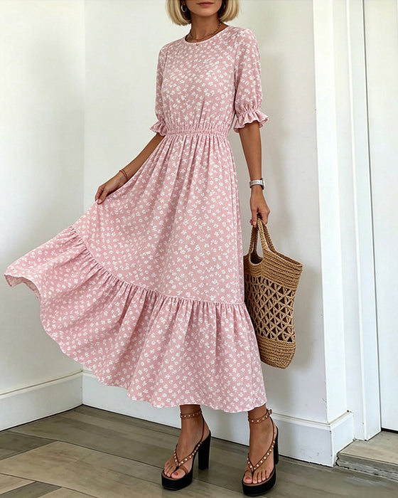 Kleid Rundhals Bedruckt