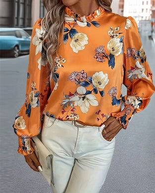 Bluse mit Ballonärmeln und Blumenmuster