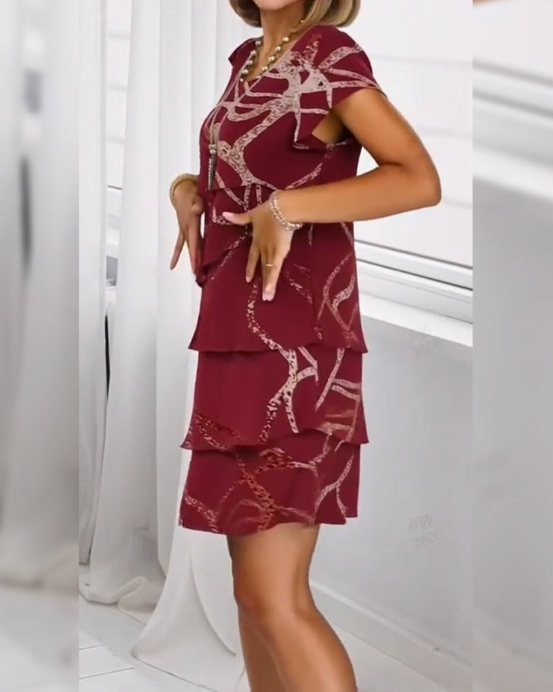 Kleid Abstrakt Linie Geschichteter Kuchen