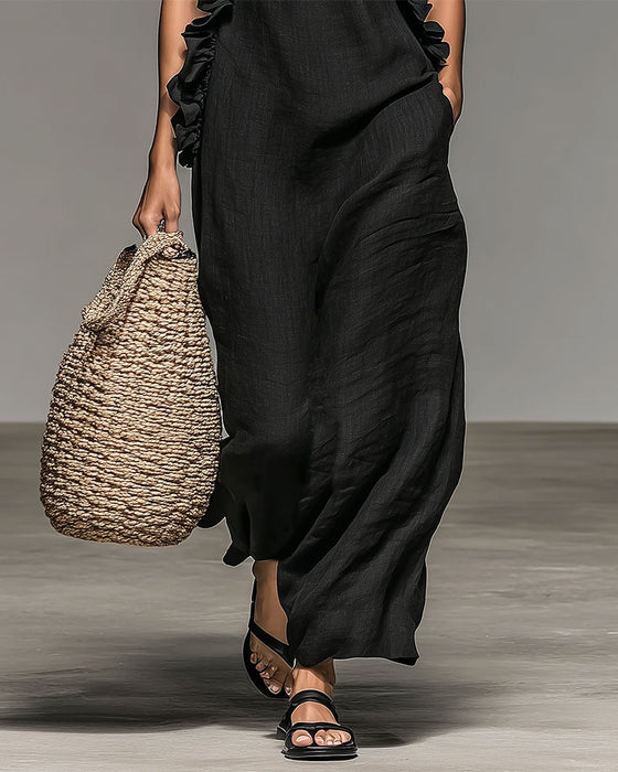 Kleid Halterneck Gerüscht Lang