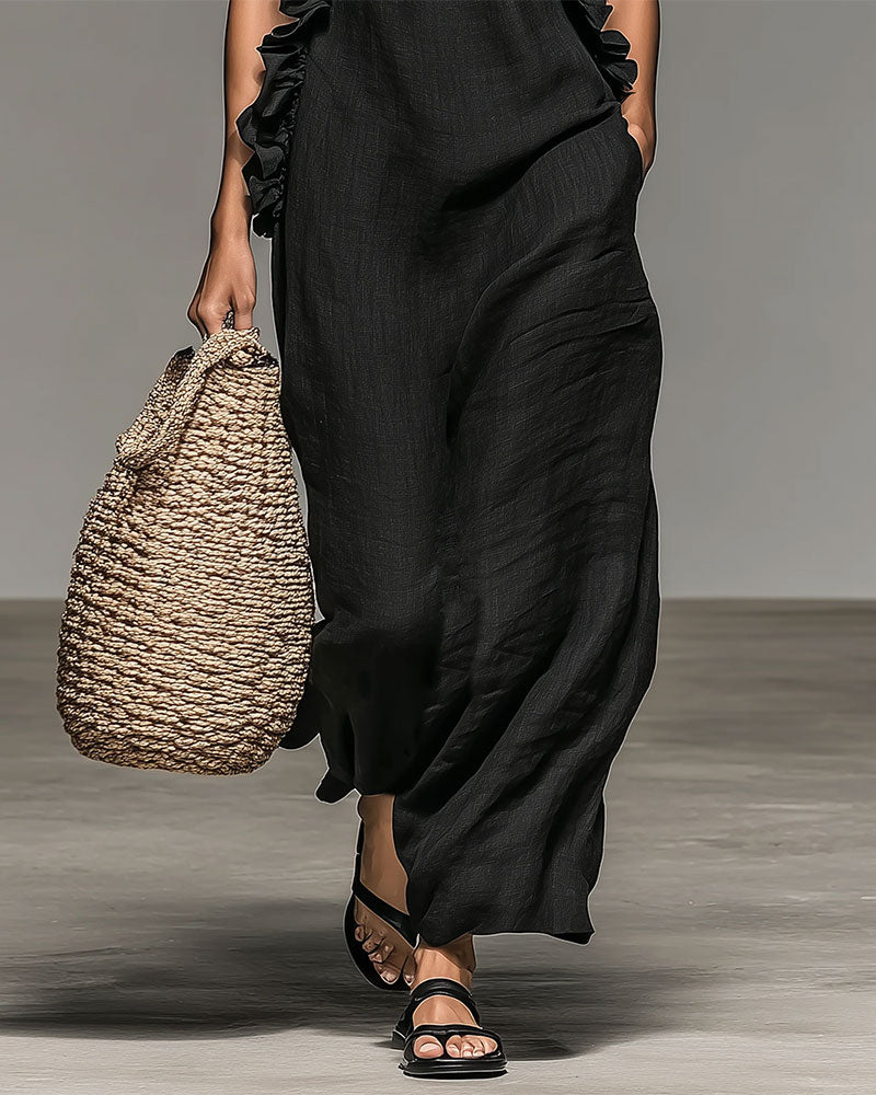 Kleid Halterneck Gerüscht Lang