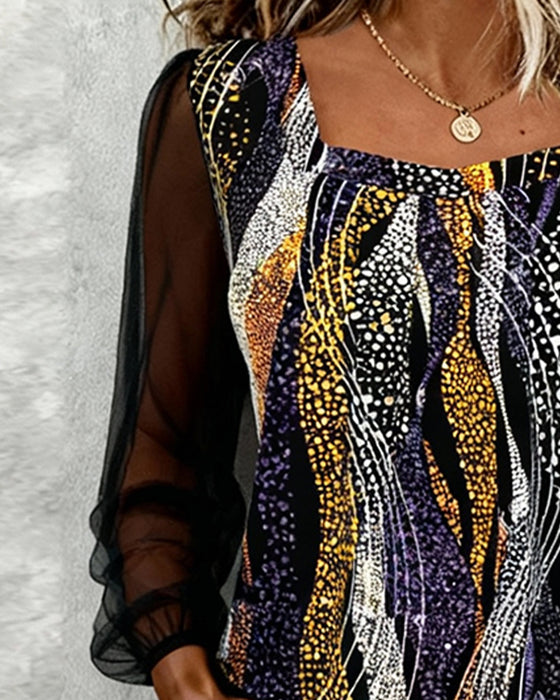 Modisches langärmliges bedrucktes Top