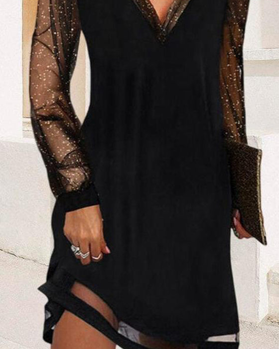 Kleid Stilvoll V-Ausschnitt A-Linie