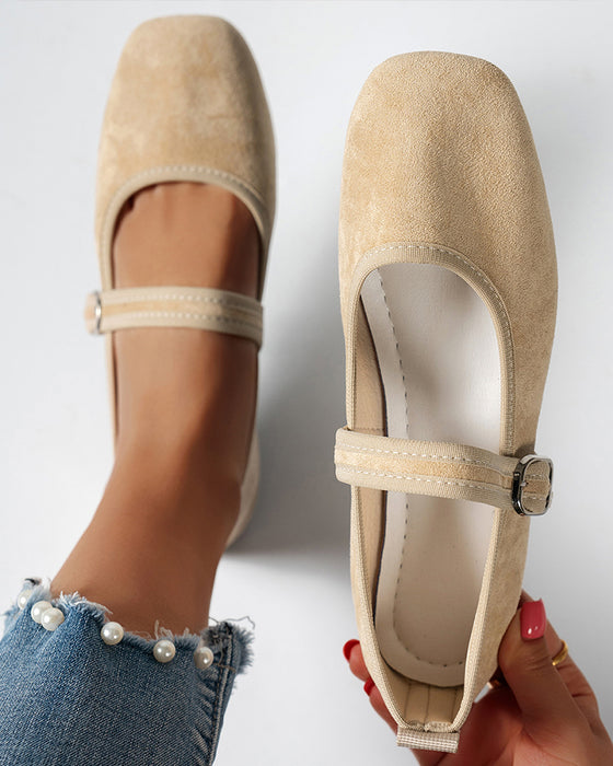 Damen Vintage Klassisch Elegant Quadratische Zehe Klassische Mary Jane Schuhe