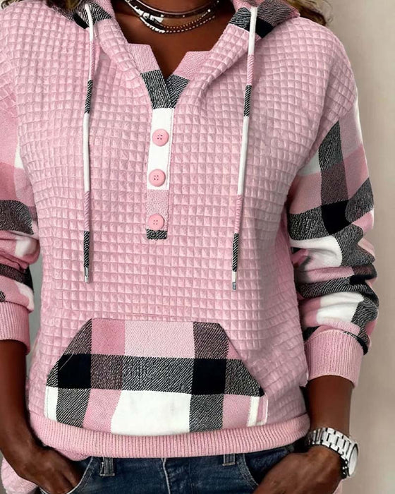 Hoodie Karo Patchwork Lässig