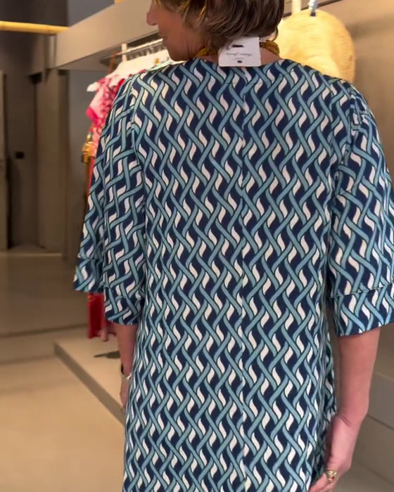 Kleid V-Ausschnitt Diamant Muster Gerade Locker