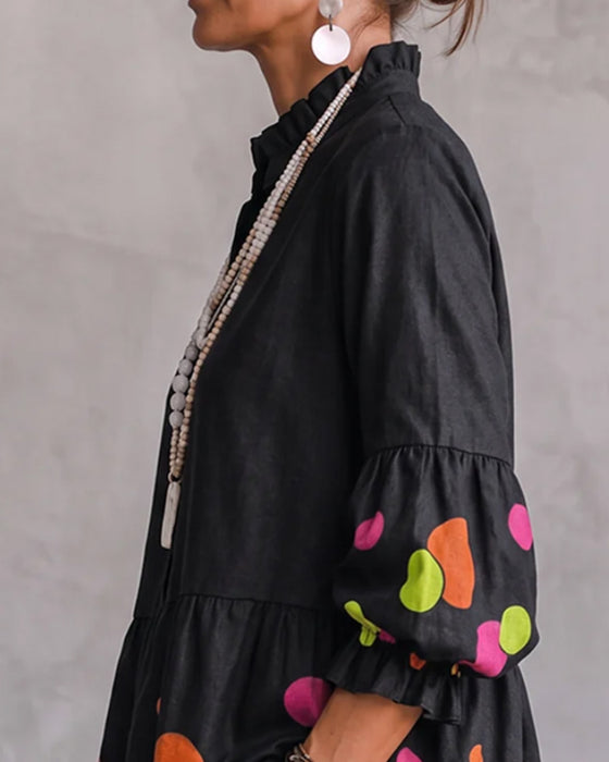 Buntes Tupfenmuster Bluse