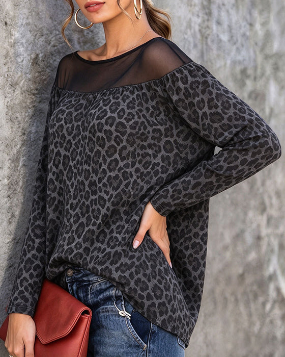 Oberteil Leopard Mesh Patchwork