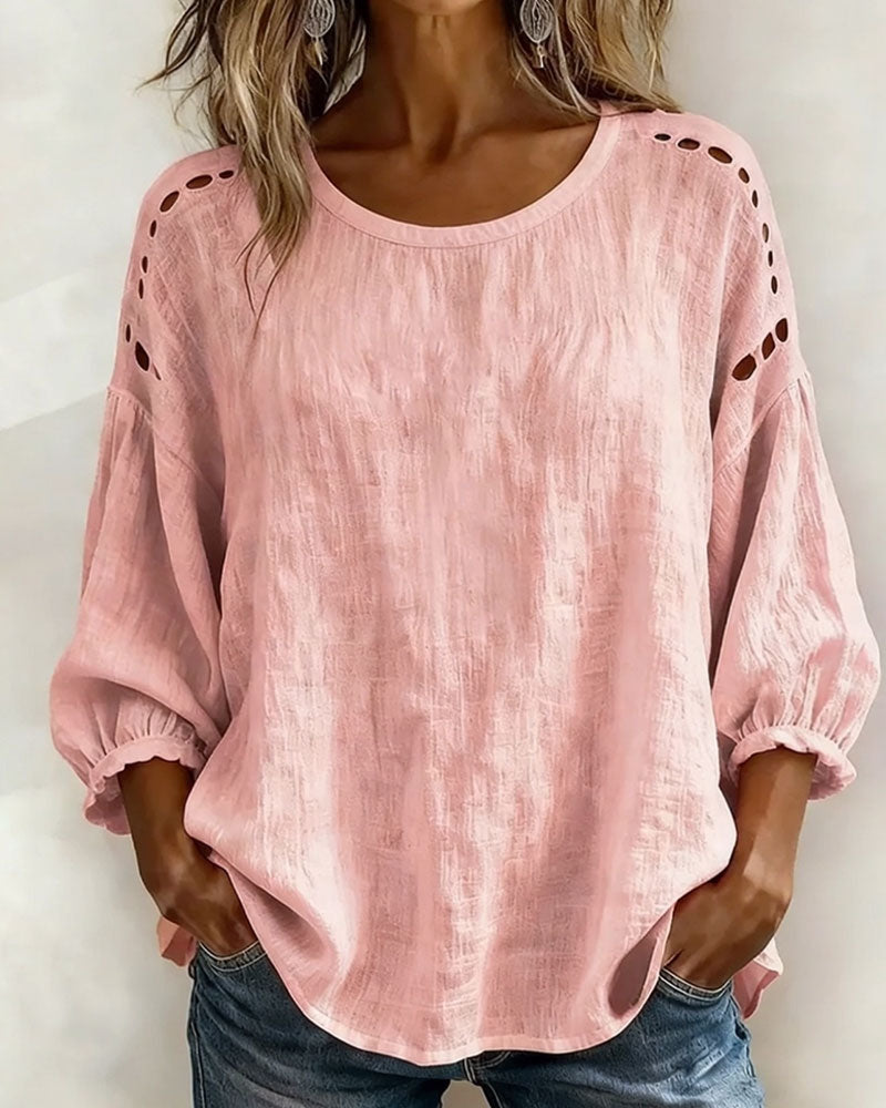 Bluse Durchbrochen 100% Baumwolle