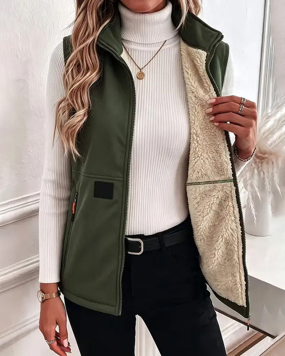 Cardigan Gepolstert Polar Fleece Offene Vorderseite
