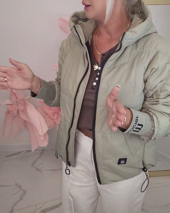 Kurze gesteppte Kapuzenjacke